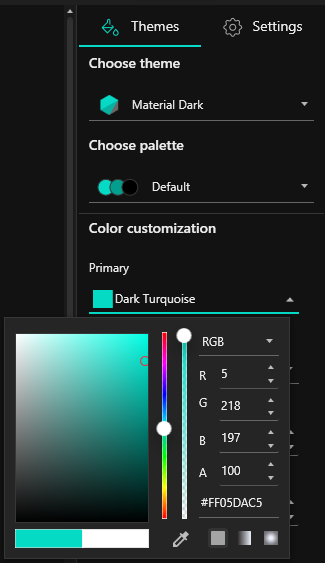 Choose color in Theme Studio for WPF