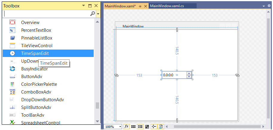 TimeSpanEdit Control added by designer