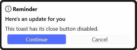SfToastNotification Close Button