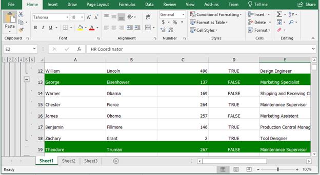 Changing Row Style in Excel Sheet based on WPF TreeGrid Data