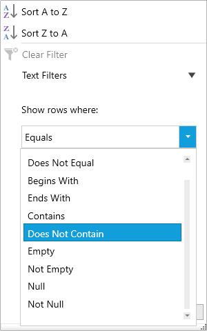 Displays Text Filter in WPF TreeGrid