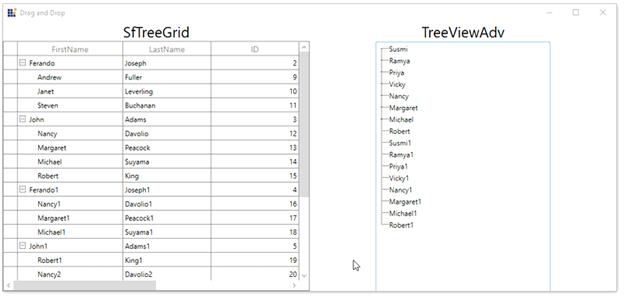 Drag and Drop between WPF TreeGrid and TreeViewAdv controls