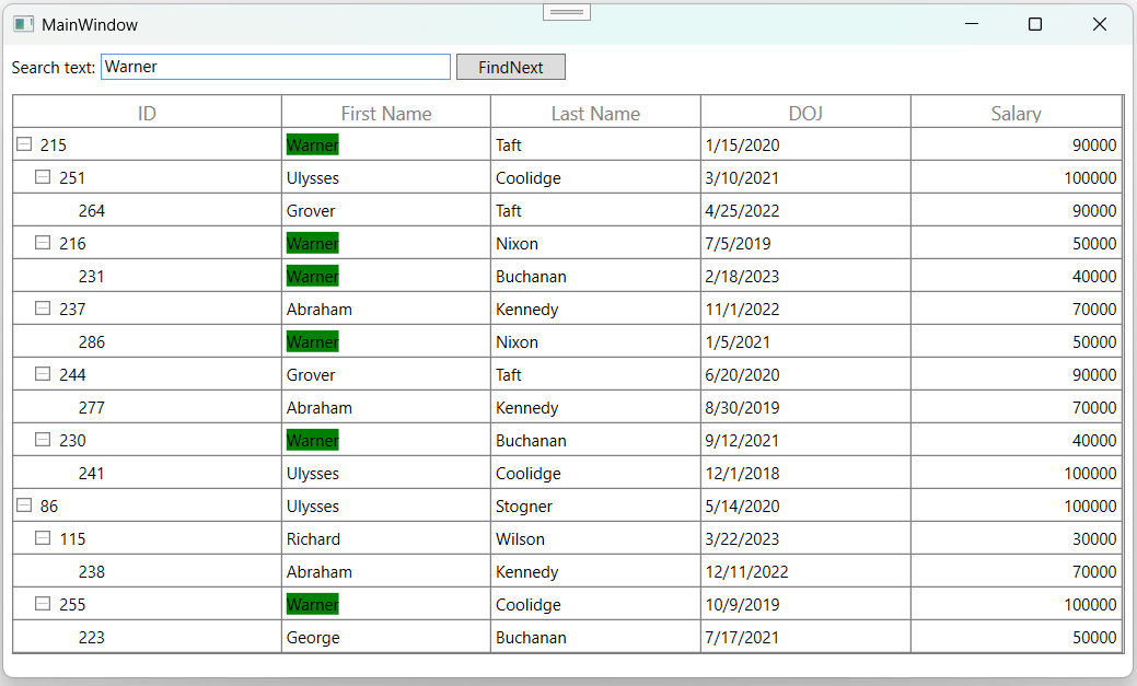 Changing Search Text Highlighting Color in WPF TreeGrid