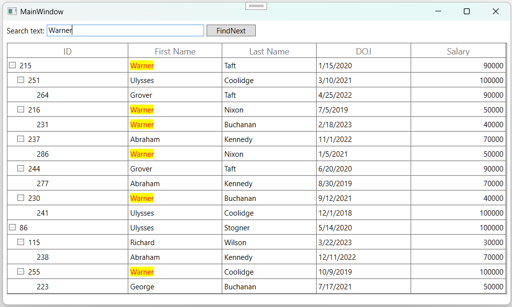 Changing Fore Color of Search Text in WPF TreeGrid