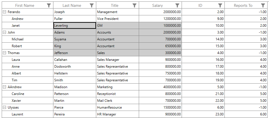 Displaying Programmatic Cells Selection in WPF TreeGrid
