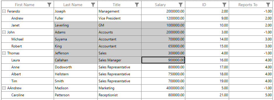Extended Cell Selection in WPF TreeGrid
