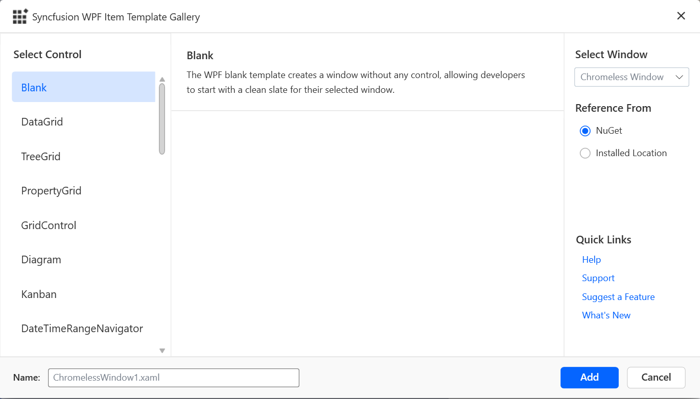 Syncfusion Window without Syncfusion Components