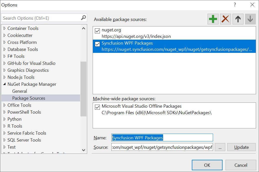 WPF nuget package installation using nuget package manager settings
