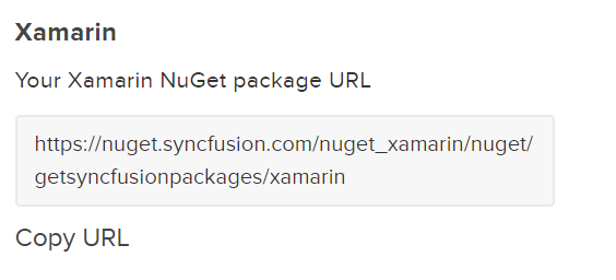 Syncfusion Xamarin Android NuGet feed URL
