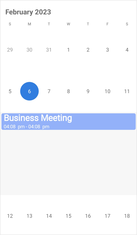 InlineView with InlineAppointmentTextSize in Xamarin.Android Calendar