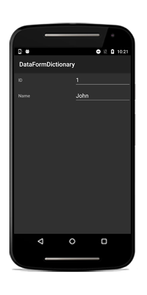 Loading dataform with dictionary in Xamarin.Android DataForm