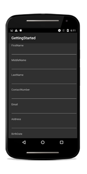 Arranging data form field when label position as top in Xamarin.Android DataForm