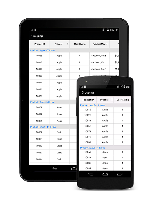 Grouping in SfDataGrid for Xamarin.Android