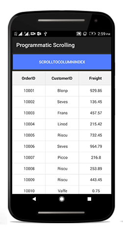 Scroll to column index