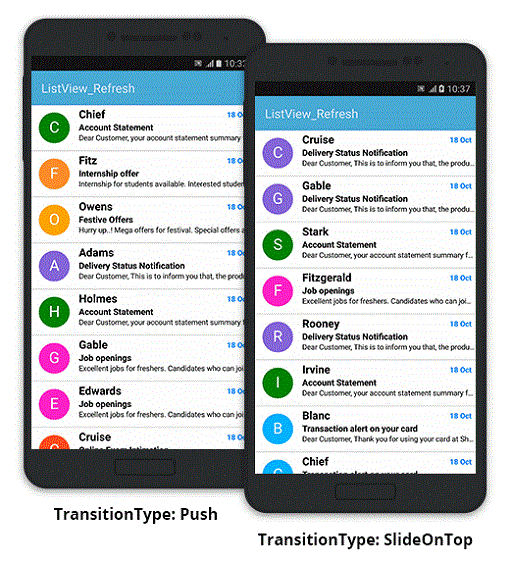 ListView in Xamarin Android PullToRefresh