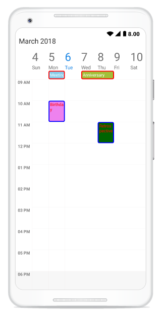 Appointments customization in schedule Xamarin Android