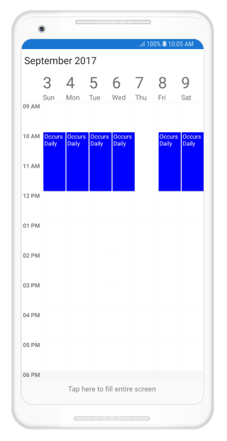 Recurrence exception dates support in schedule Xamarin Android
