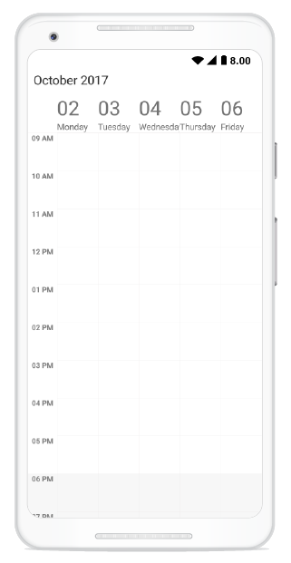 Work week view header date format customization for schedule in Xamarin.Android