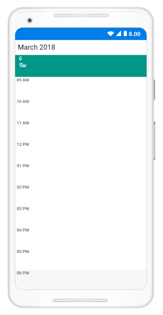 Day view custom font for view header for schedule in Xamarin.Android