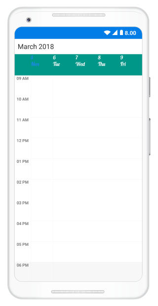 Week view custom font for view header for schedule in Xamarin.Android