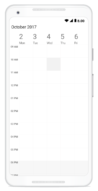 Programmatic selection support for schedule Work week view in Xamarin.Android