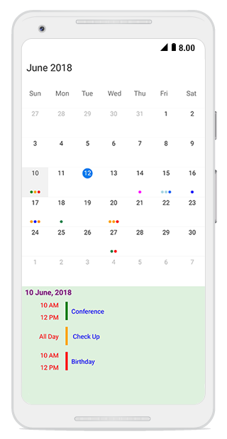 Month agenda view appointment customization in schedule xamarin android