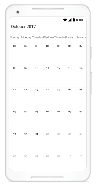 Month view header format in schedule xamarin android