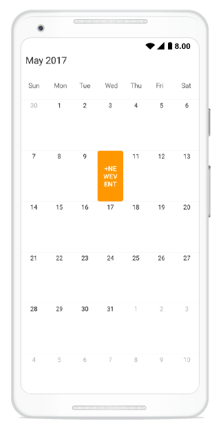 custom month selection in schedule xamarin android