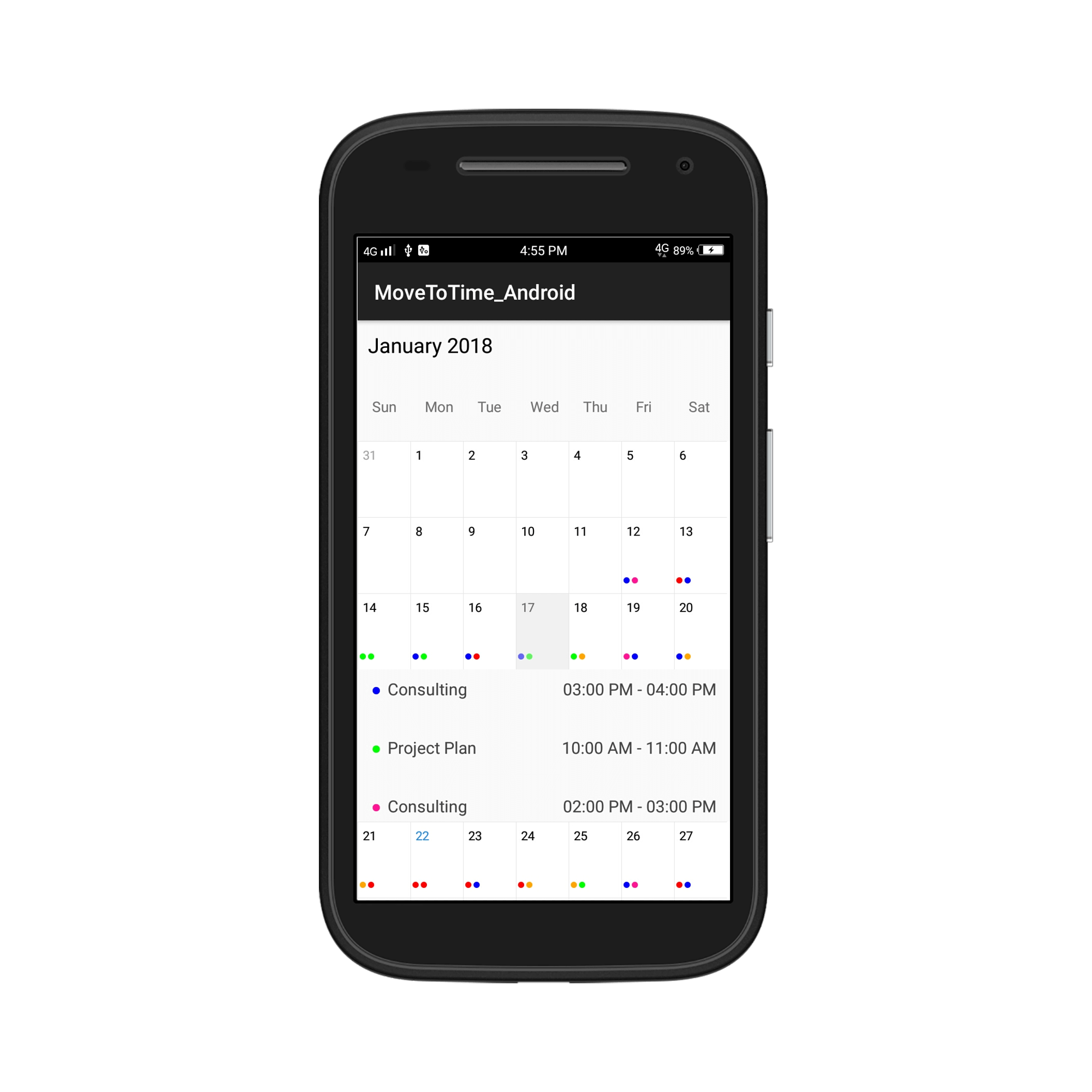 Month show inline appointment in schedule xamarin android