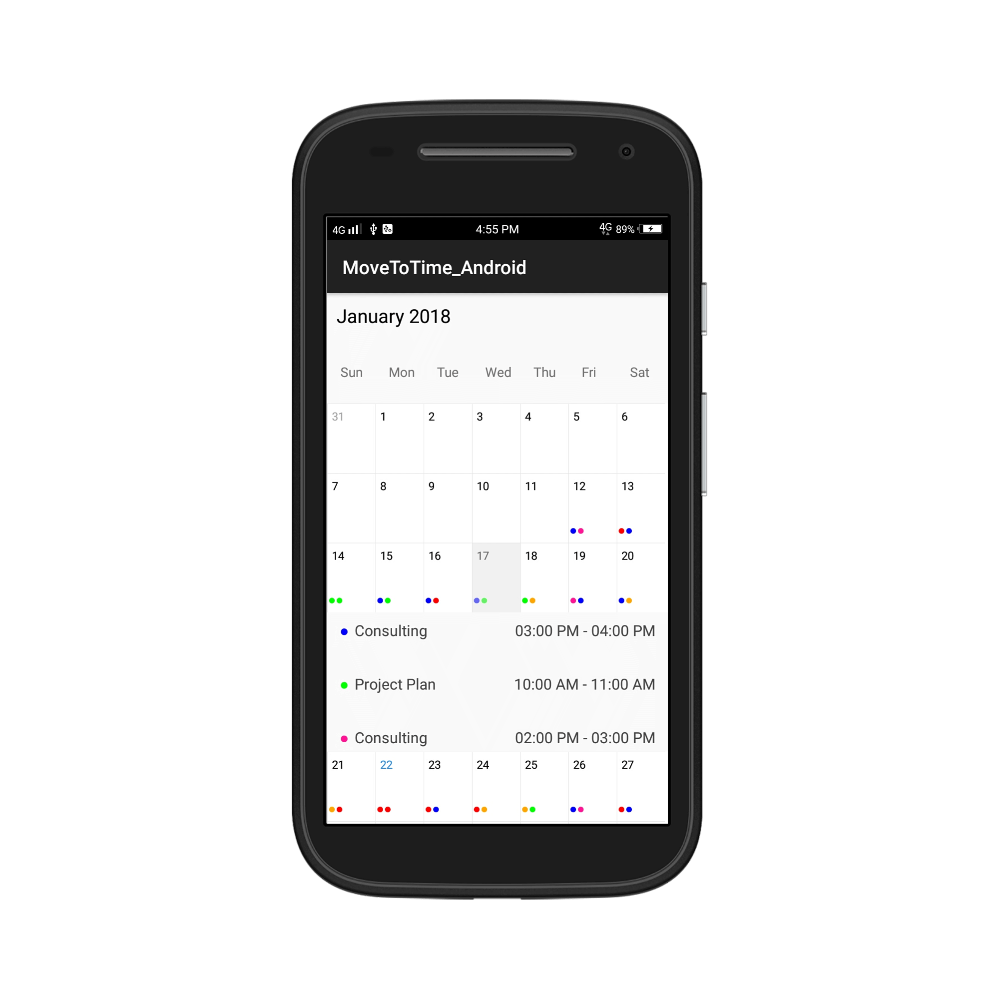 Month appointment indicator count in schedule xamarin android