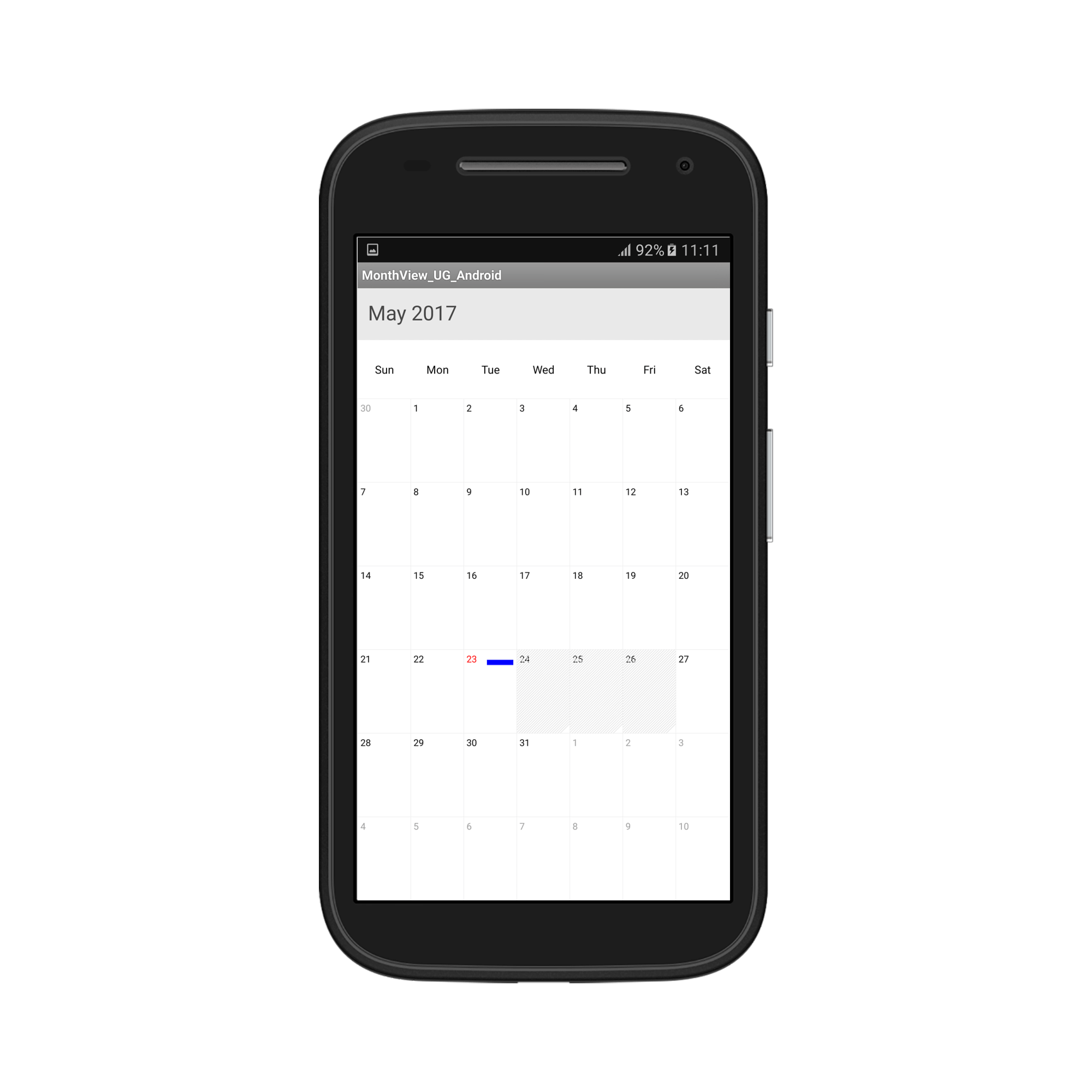 black out dates in schedule xamarin android