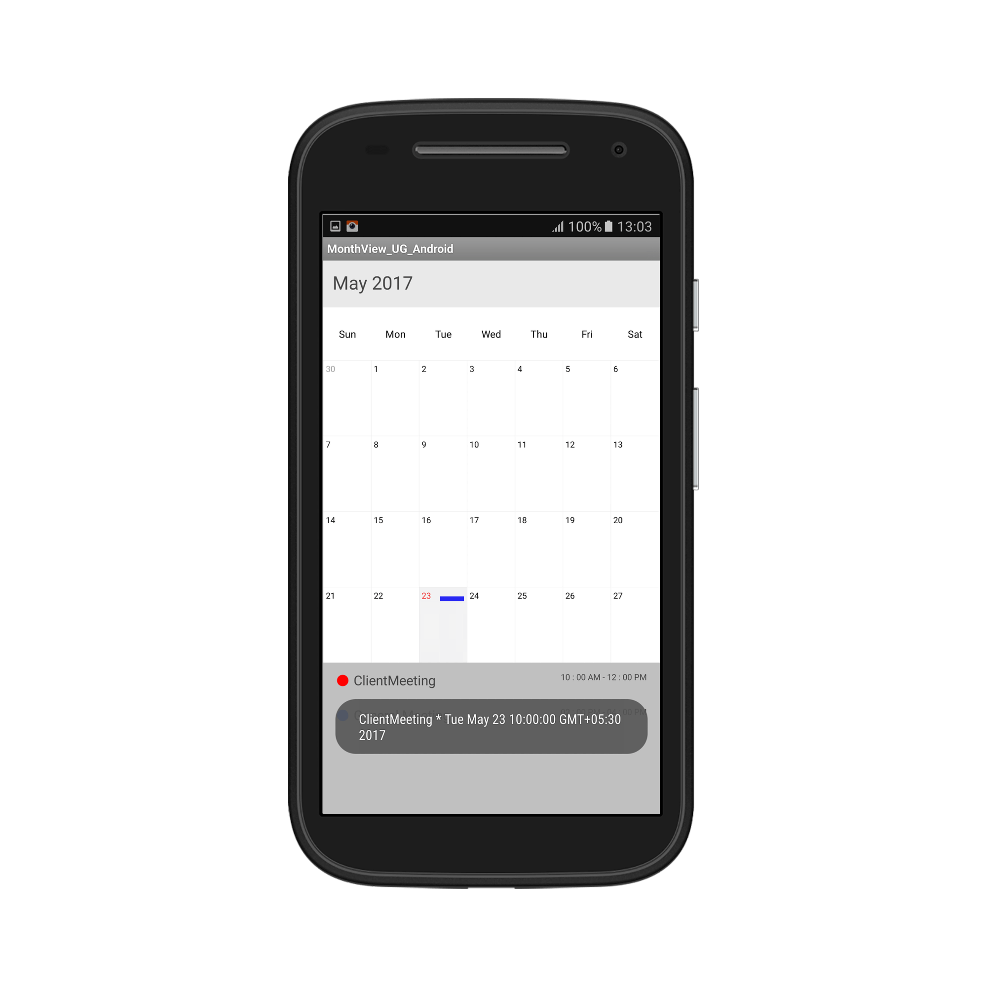 Month inline appointment details using MonthInlineAppointmentTapped in schedule xamarin android