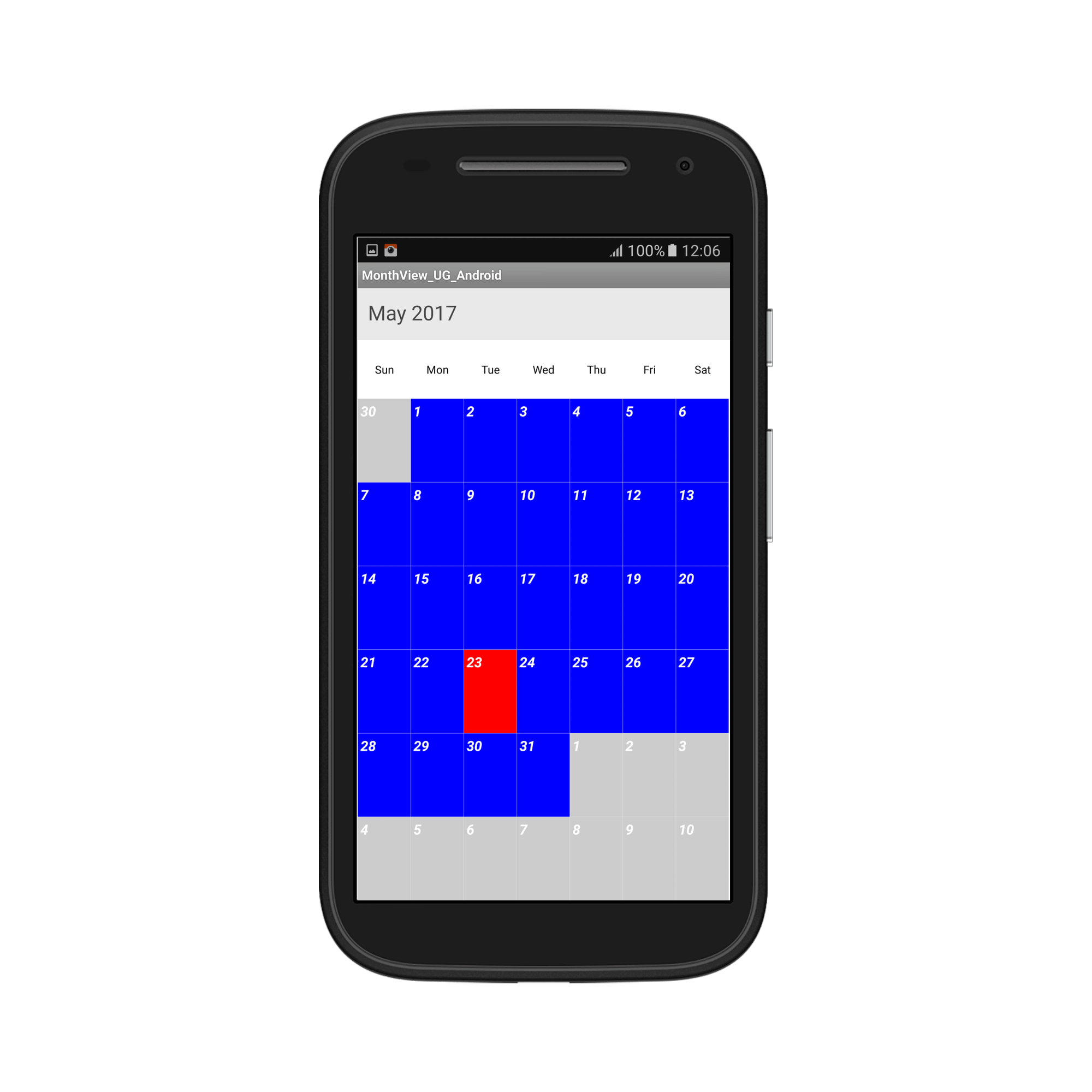 Month cell customization using styling in schedule xamarin android