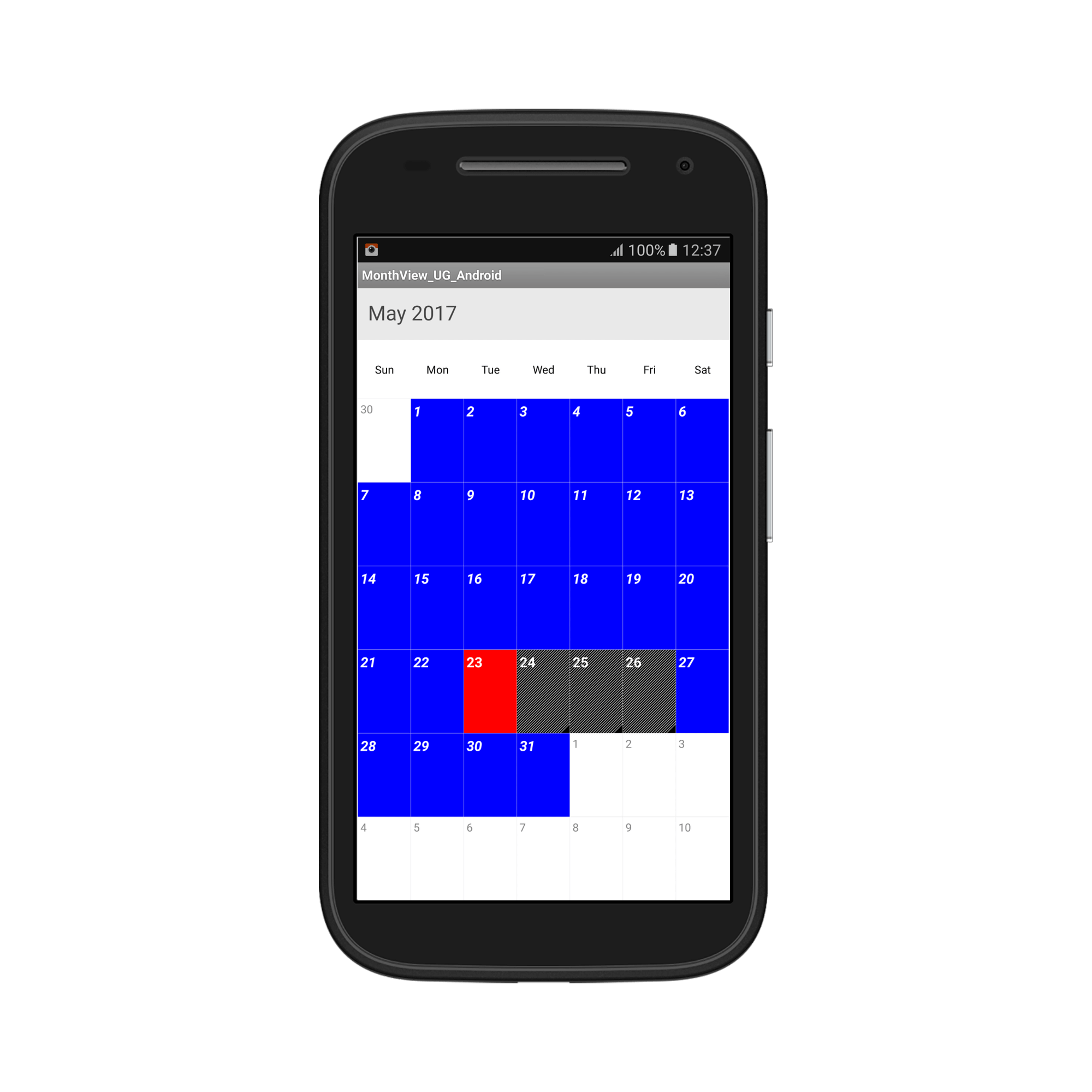 Month cell customization using events in schedule xamarin android