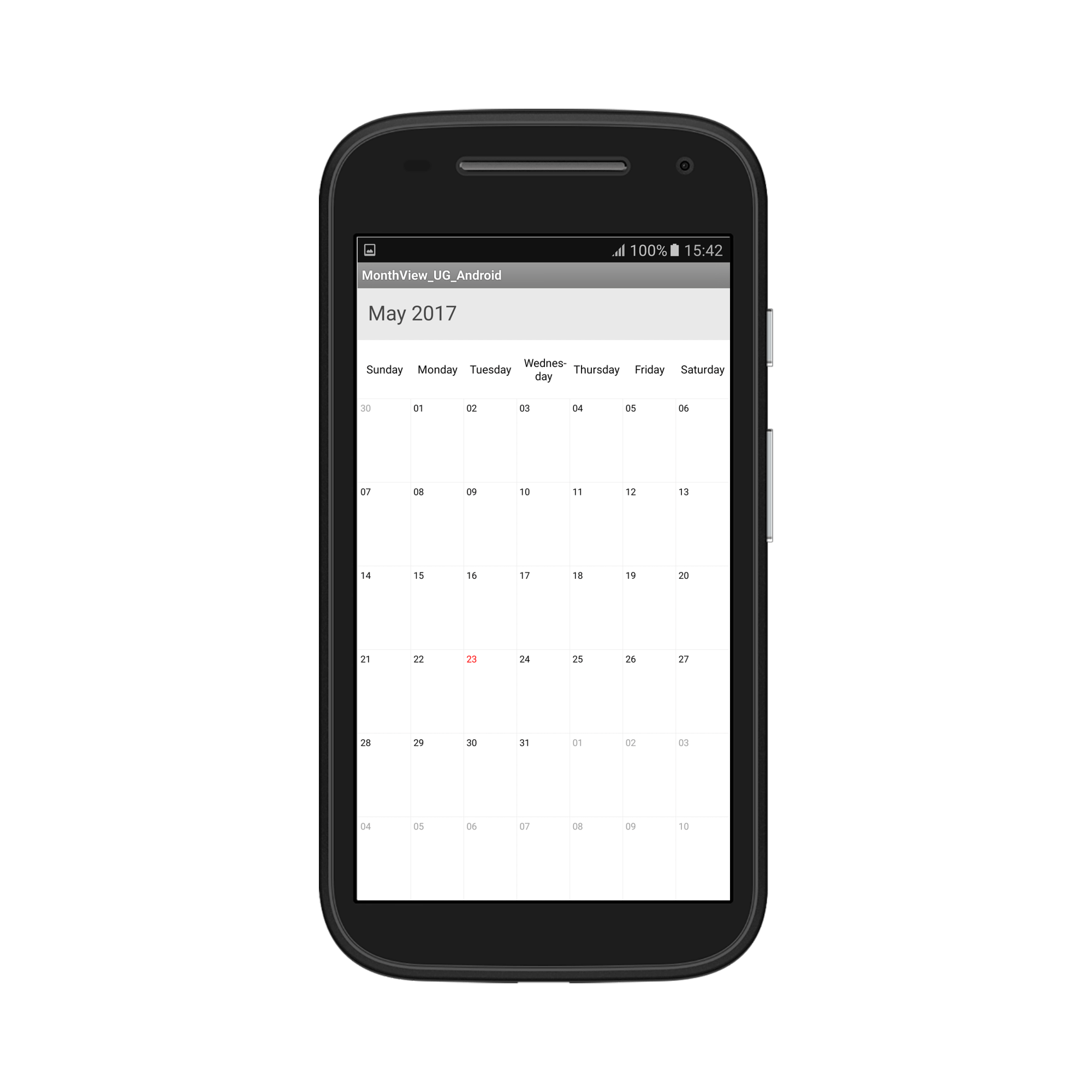 Month label formatting in schedule xamarin android