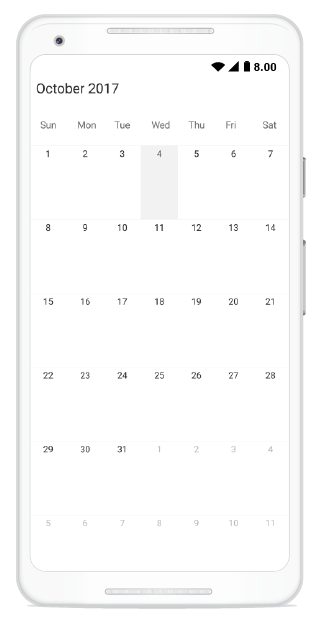 Month programatic selection in schedule xamarin android