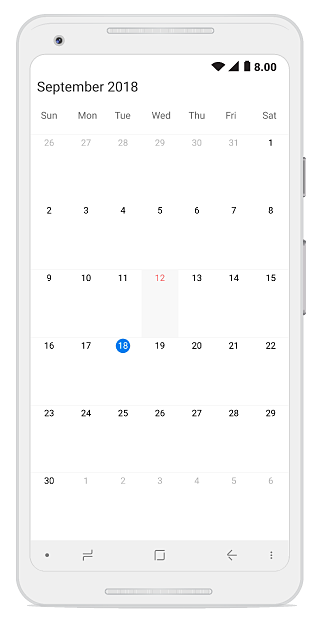 Month selection text color customization in schedule xamarin android