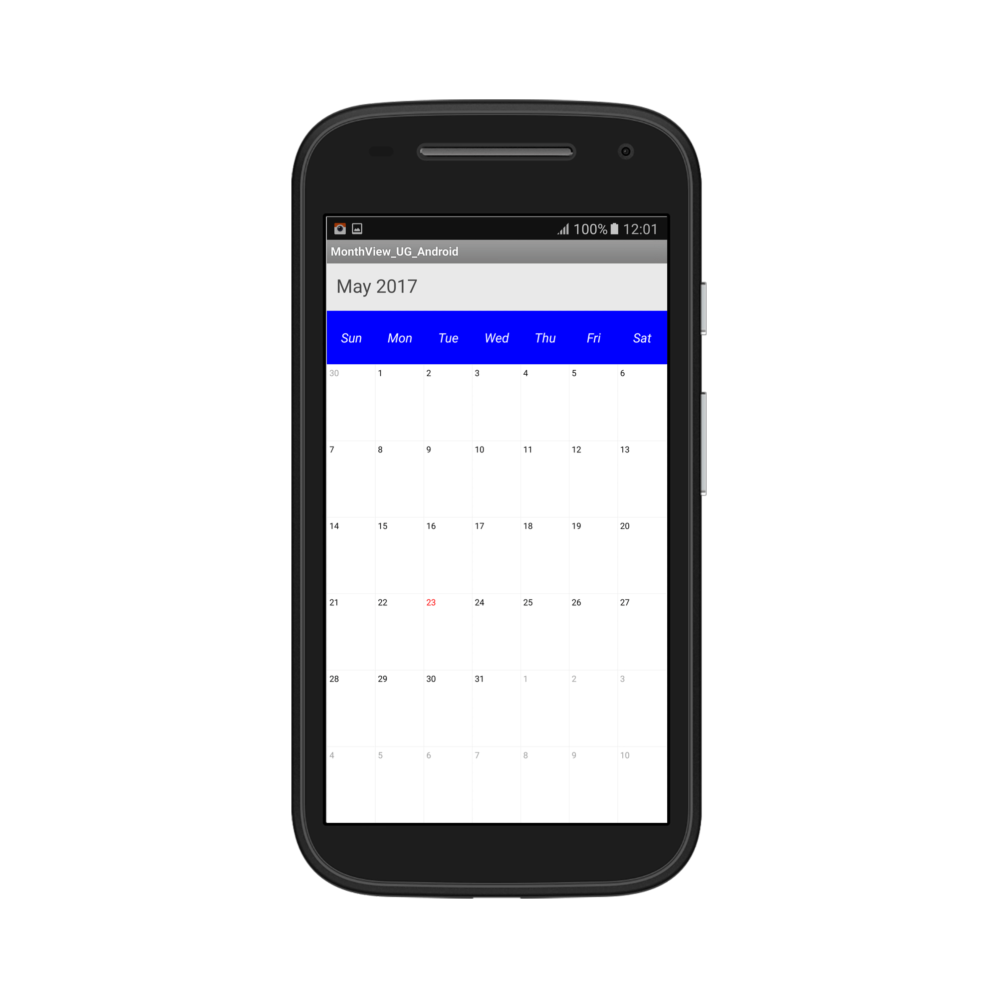 Month view header customization in schedule xamarin android
