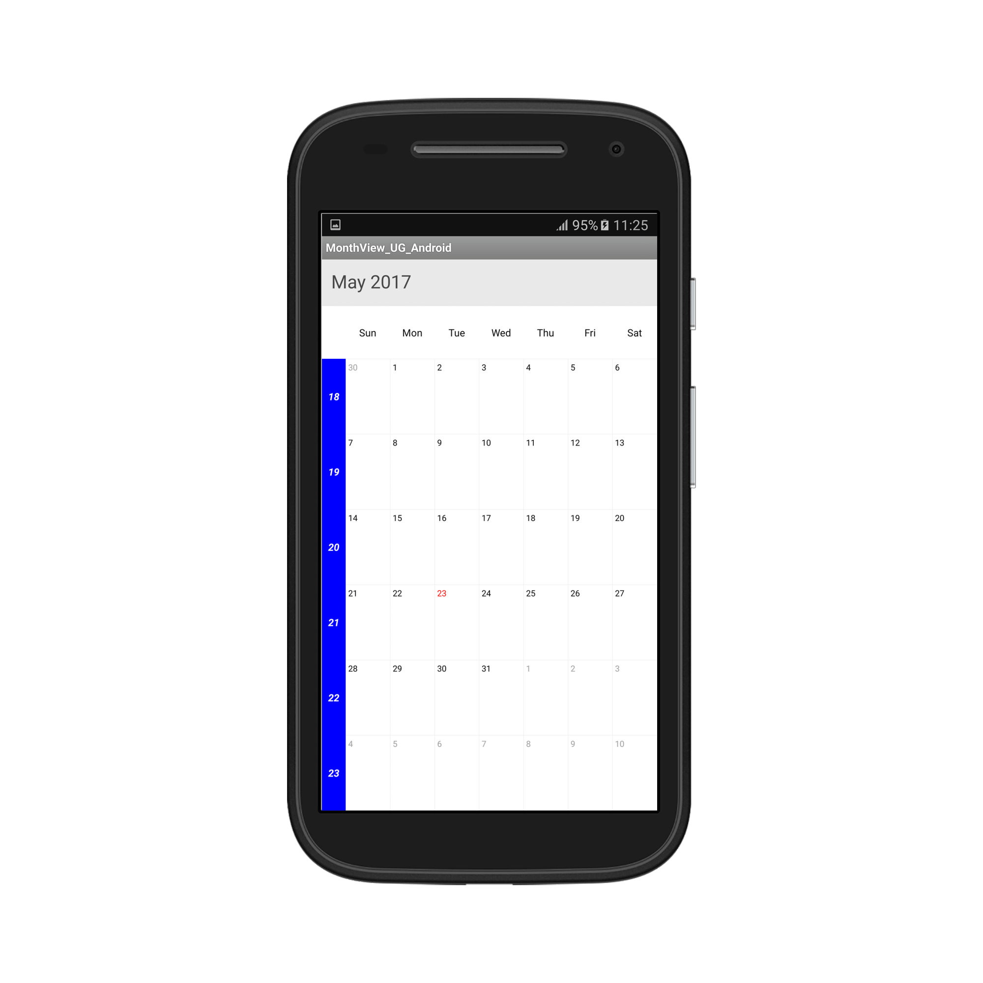 Week number customization in schedule xamarin android