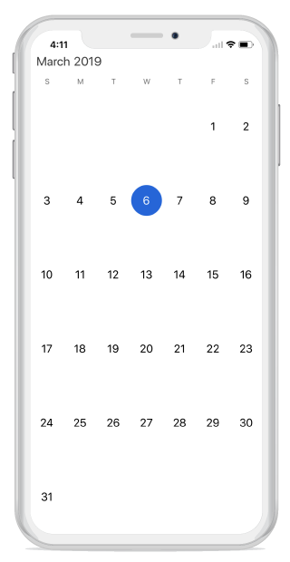 Month View in Xamarin.iOS Calendar