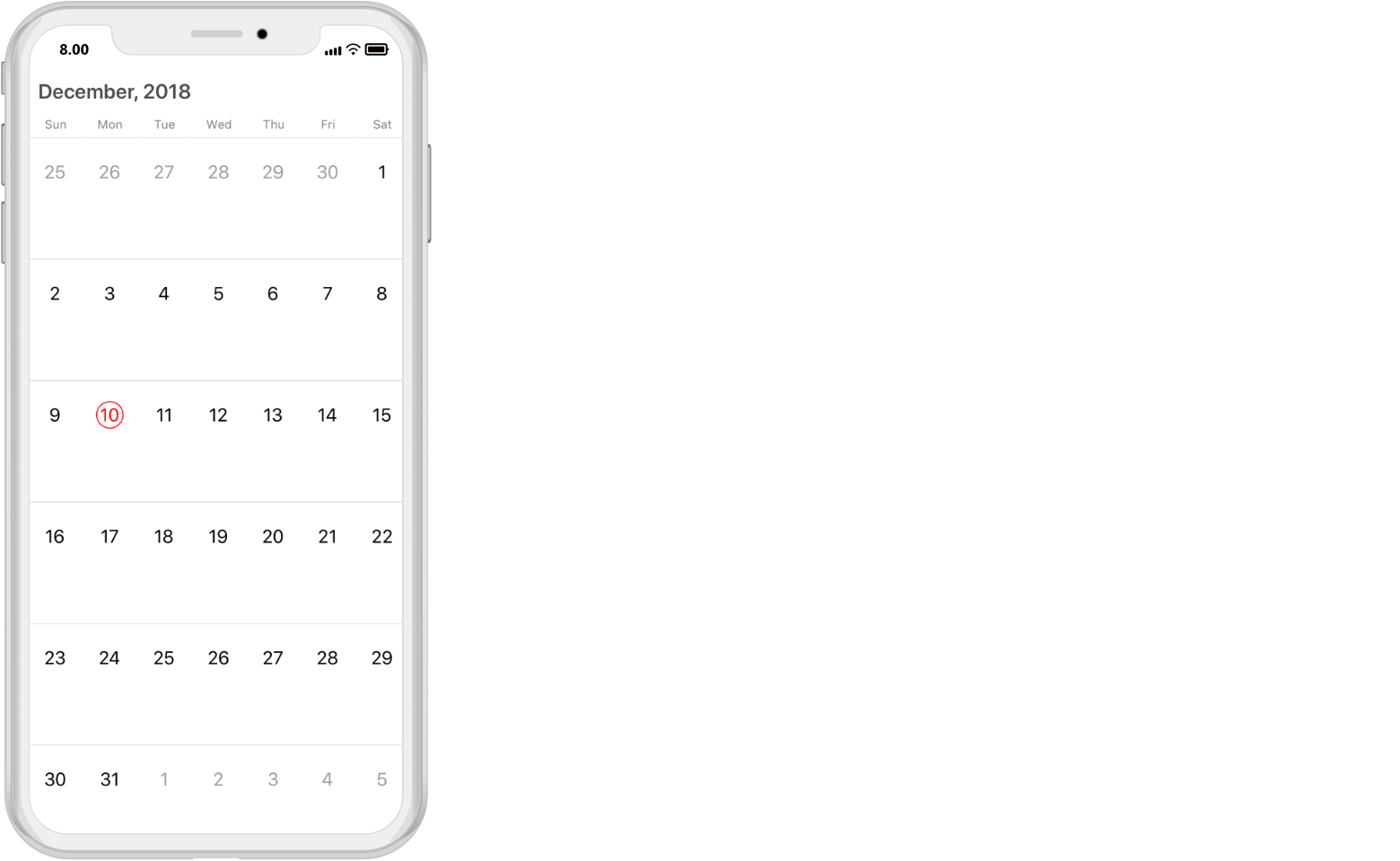 Calendar control. IOS Calendar. Календарь Xamarin. Calendar Control IOS. Виджет календаря на белом фоне для приложения.