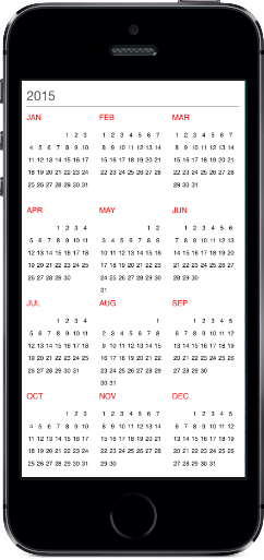 Year View in Xamarin.iOS Calendar