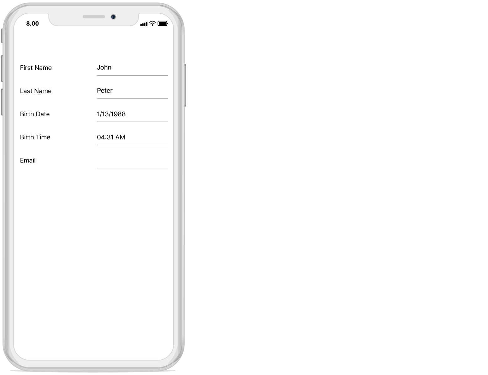 Setting time format to data form time item in Xamarin.iOS DataForm
