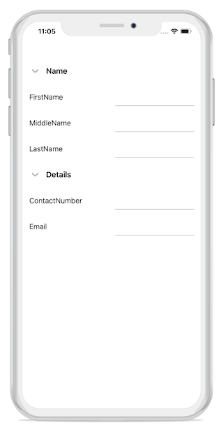 Setting order to the grouped data form fields in Xamarin.iOS DataForm