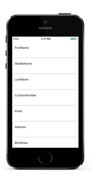 Arranging data form field when label position as top in Xamarin.iOS DataForm