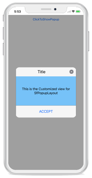 Popup with custom view