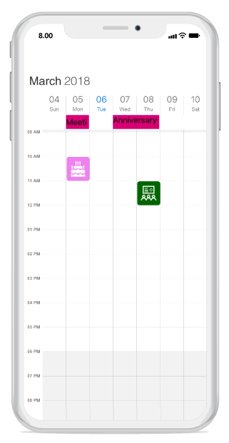 Custom view support for appointments in schedule Xamarin iOS