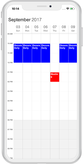 Recurrence Exception Appointment support in schedule Xamarin iOS