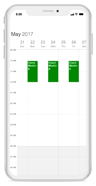 Recurrence appointment support in schedule Xamarin iOS