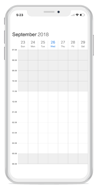 Week view customizing start and end hour for schedule in Xamarin.iOS